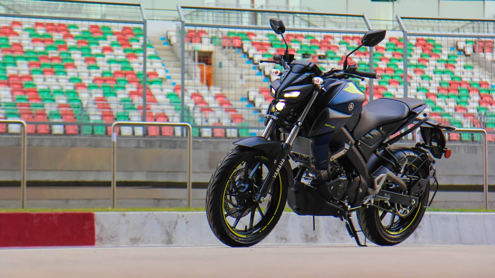 Black Yamaha MT 15 In A Stadium Wallpaper