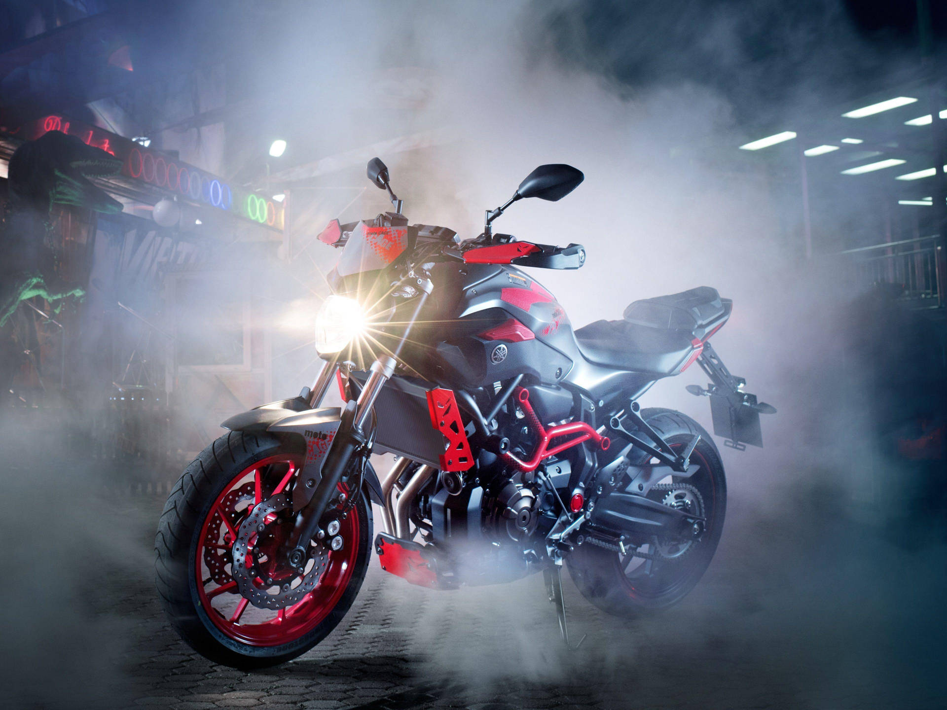 Black Yamaha MT 15 With Red Accessories Wallpaper