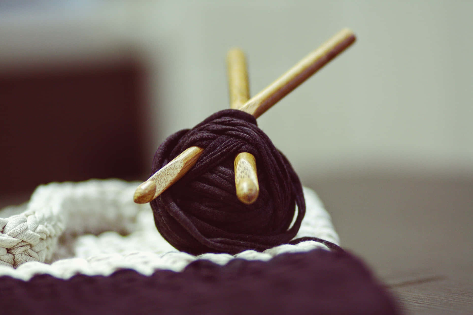 Black Yarn Skein For Knitting Wallpaper