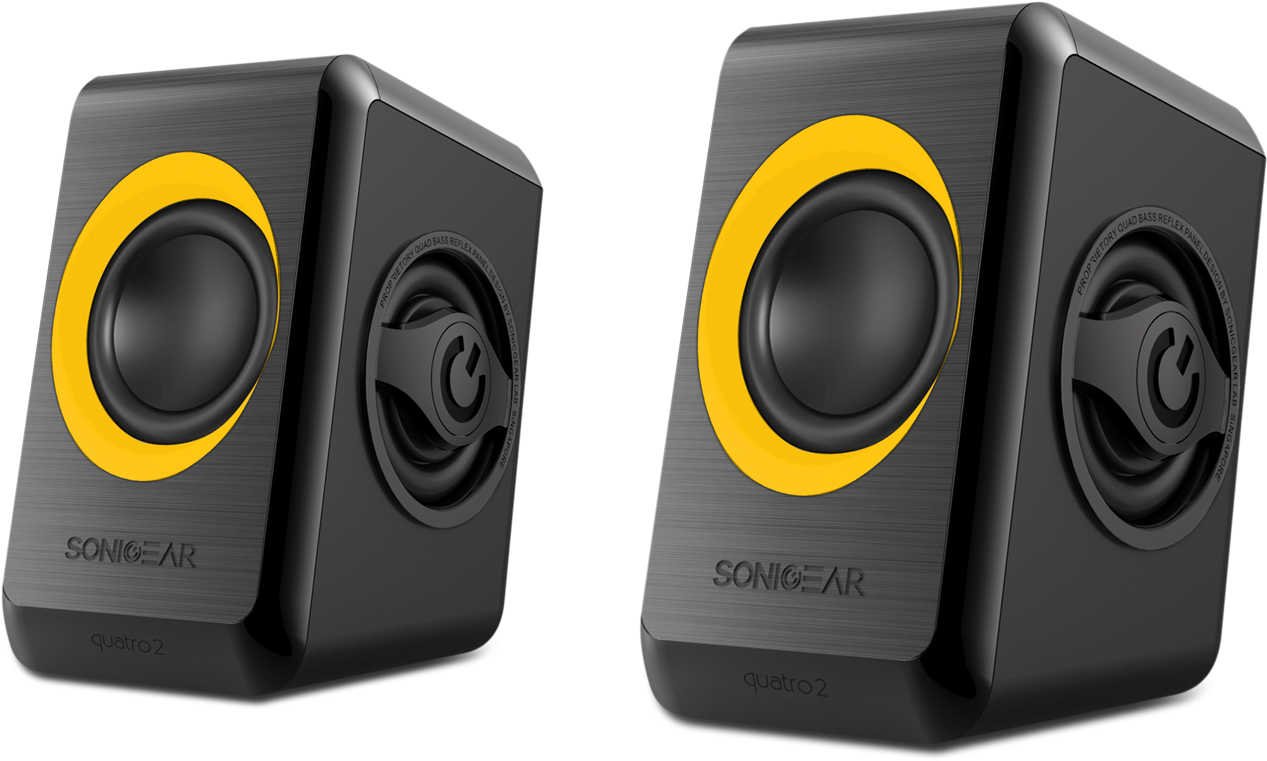 Black Yellow Desktop Speakers PNG