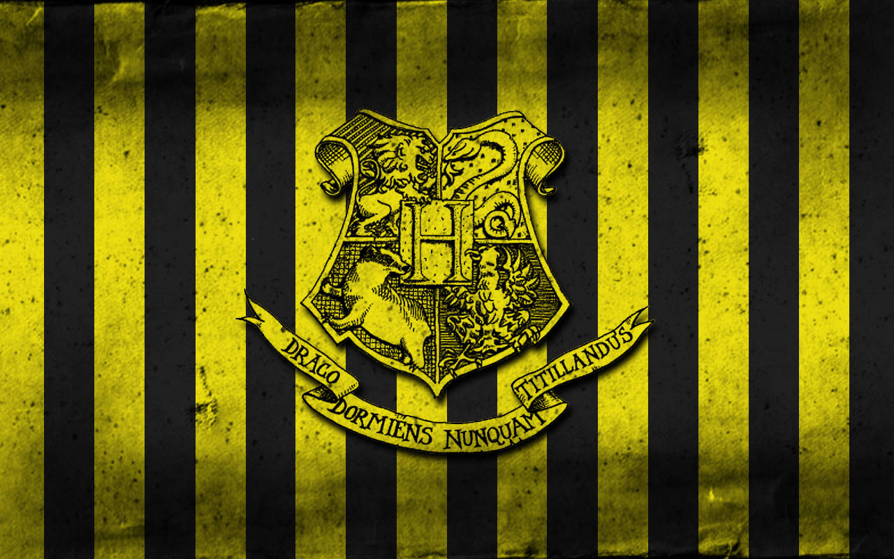 Show Your Pride for Hufflepuff with the Black and Yellow Crest Wallpaper
