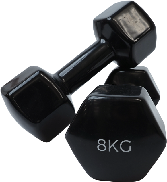 Black8kg Hex Dumbbell PNG