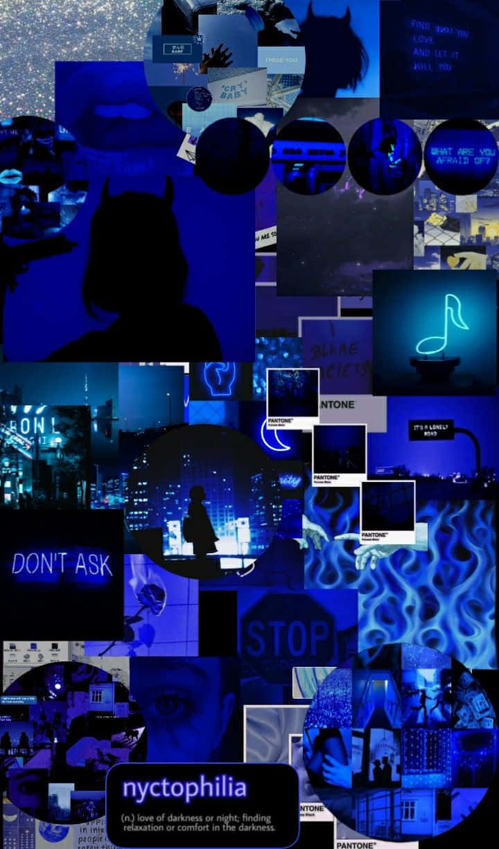 Blackand Blue Aesthetic Collage Wallpaper