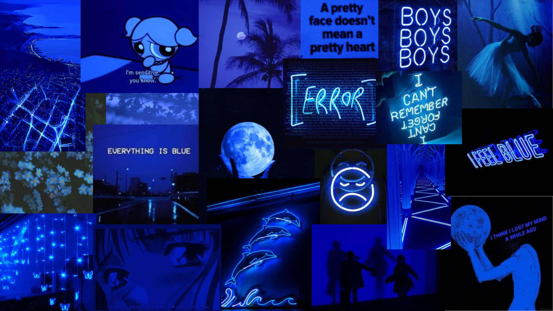 Blackand Blue Aesthetic Collage Wallpaper