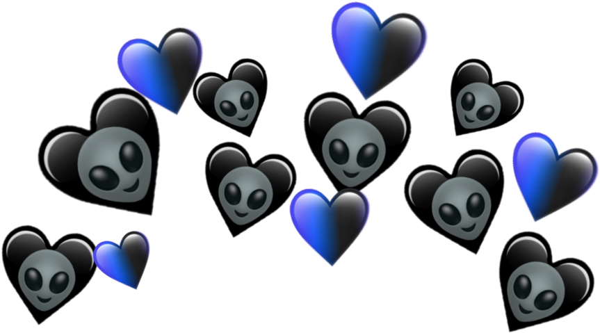 Blackand Blue Heart Emojis PNG