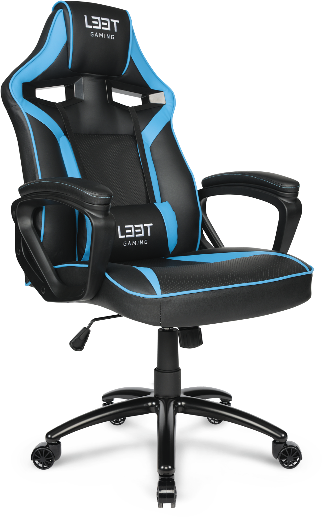 Blackand Blue Racing Style Gaming Chair PNG