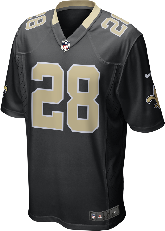 Blackand Gold Football Jersey Number28 PNG