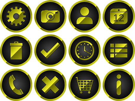 Blackand Gold Interface Icons PNG