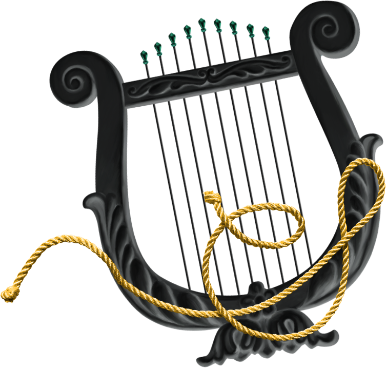 Blackand Gold Lyre Instrument PNG