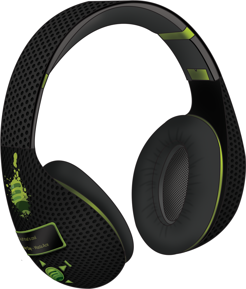 Blackand Green Wireless Headphones PNG