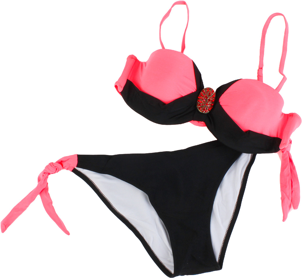 Blackand Pink Bikini Lingerie Set PNG