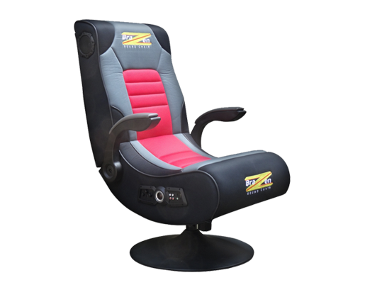 Blackand Red Gaming Chairwith Speakers PNG