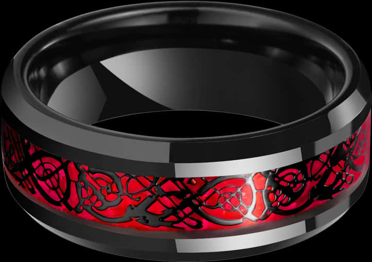 Blackand Red Ornate Ring PNG