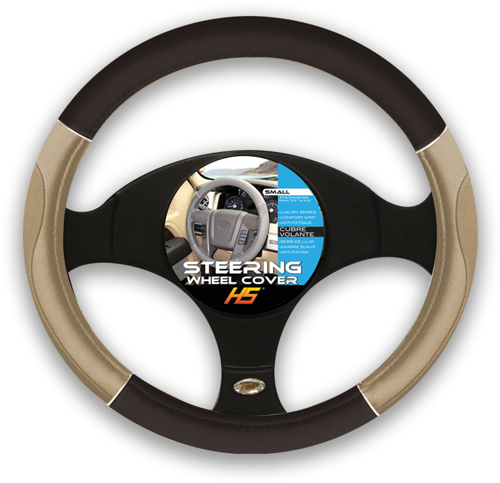 Blackand Tan Steering Wheel Cover PNG