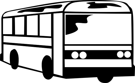 Blackand White Bus Graphic PNG
