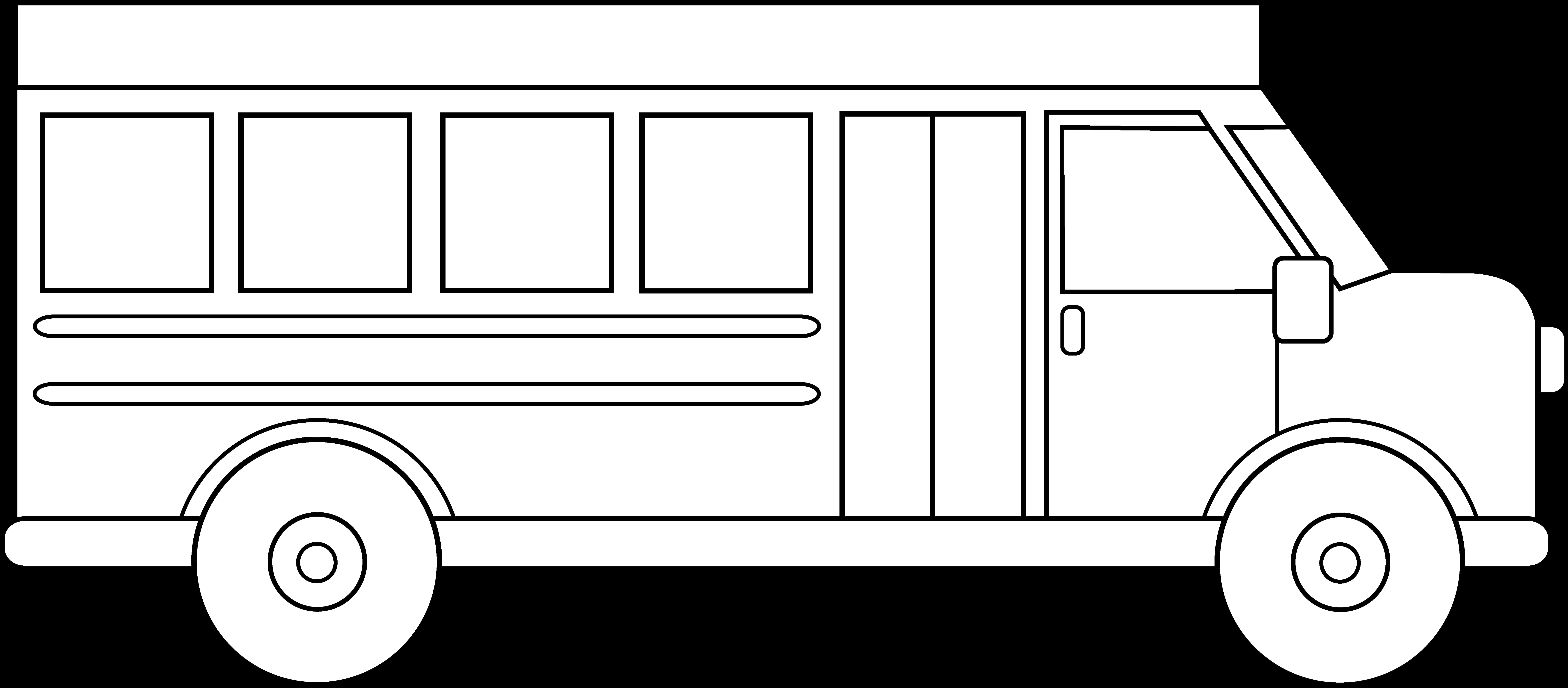 Blackand White Bus Vector Illustration PNG