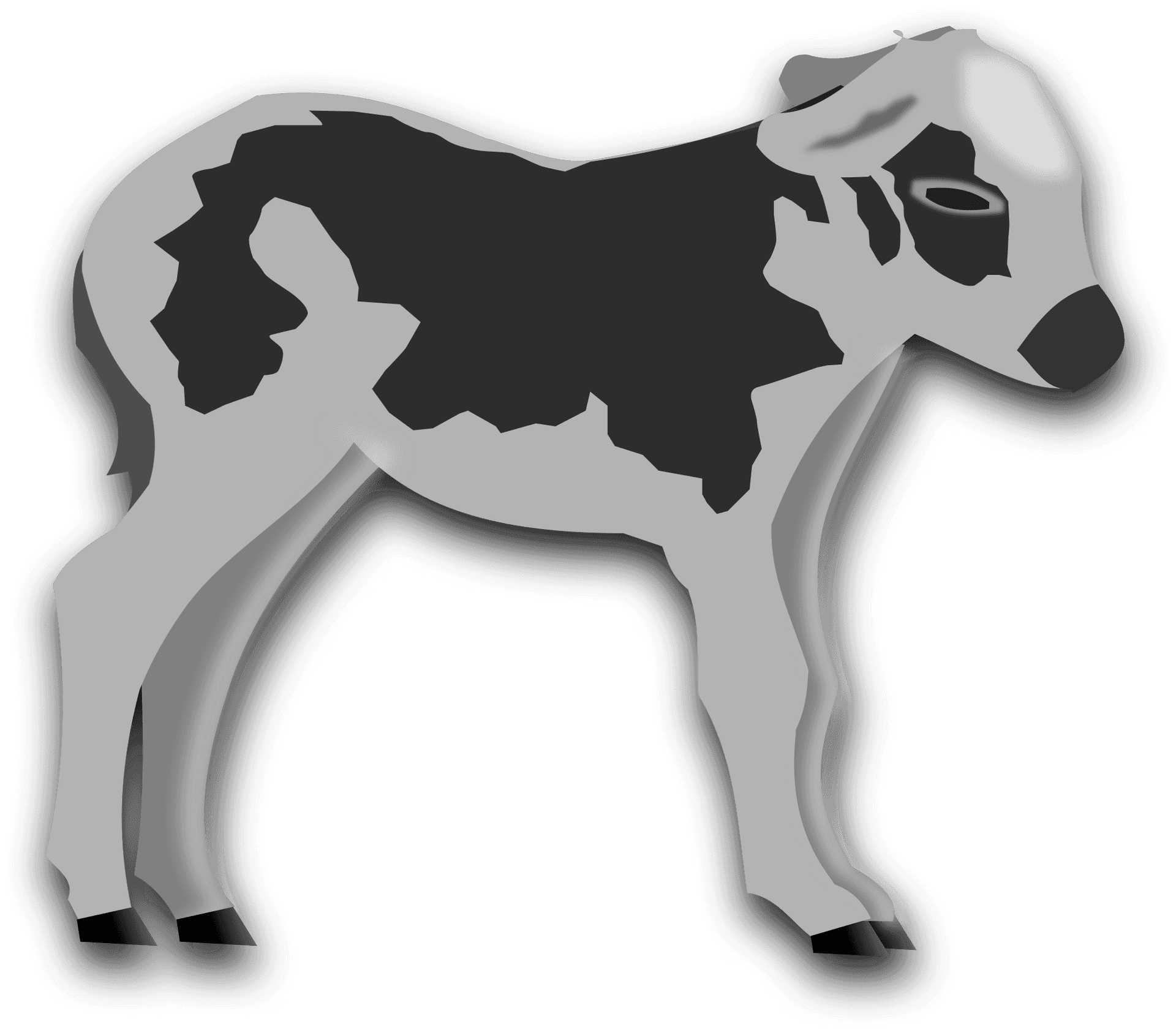Blackand White Calf Illustration.png PNG