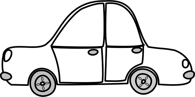 Blackand White Cartoon Car PNG