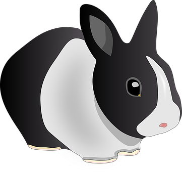 Blackand White Cartoon Rabbit PNG