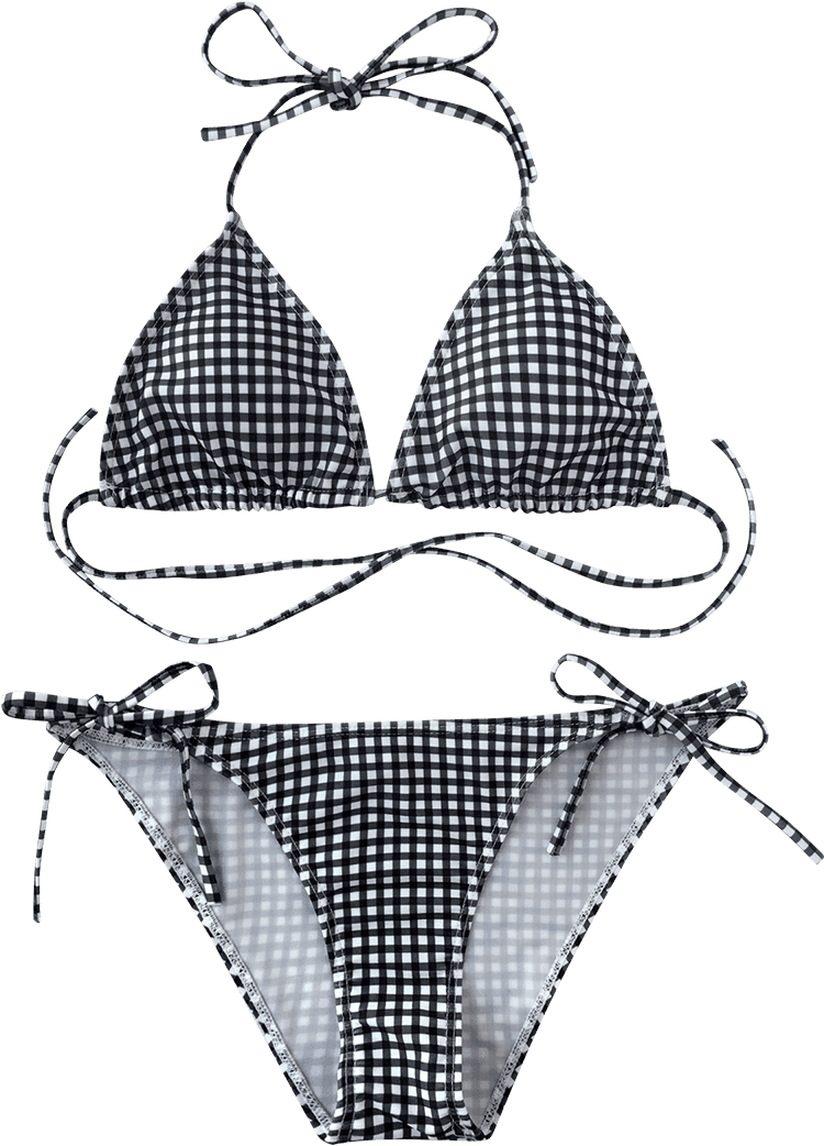 Blackand White Checkered Bikini PNG