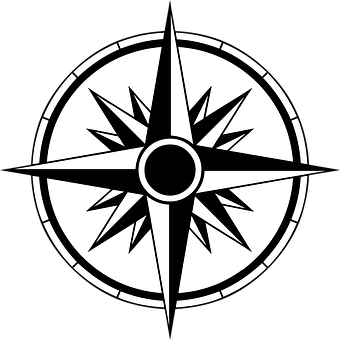 Blackand White Compass Design PNG