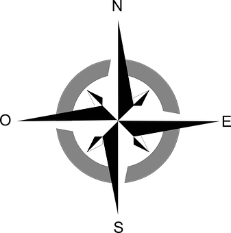 Blackand White Compass Graphic PNG