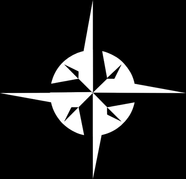 Blackand White Compass Rose PNG