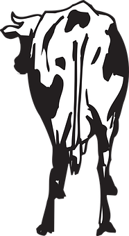 Blackand White Cow Silhouette PNG