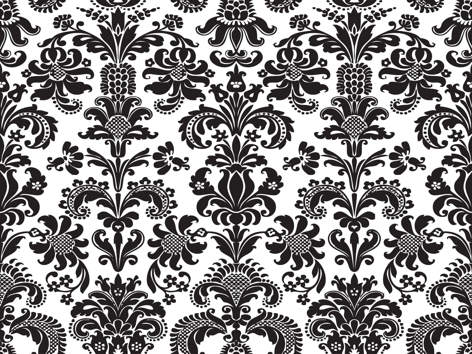 Blackand White Damask Pattern Wallpaper
