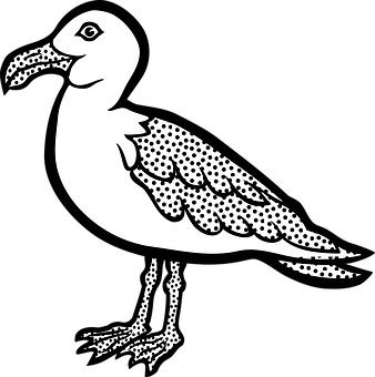 Blackand White Dodo Bird Illustration PNG