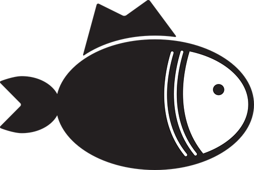 Blackand White Fish Icon PNG