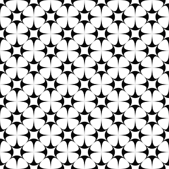 Blackand White Floral Tile Pattern PNG