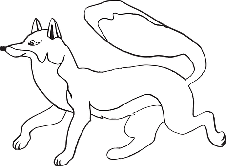 Blackand White Fox Illustration PNG
