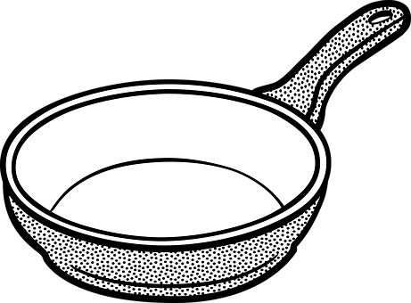 Blackand White Frying Pan Illustration.jpg PNG