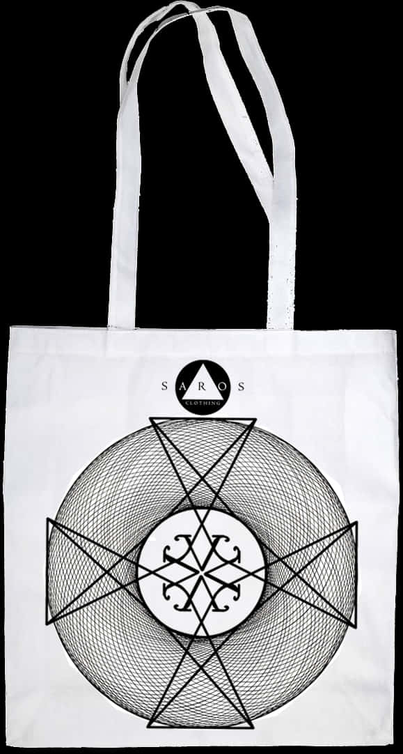 Blackand White Geometric Design Tote Bag PNG