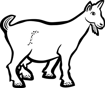 Blackand White Goat Illustration PNG