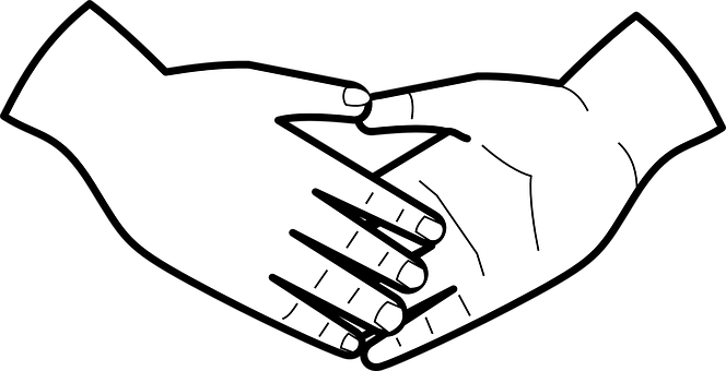 Blackand White Handshake Illustration PNG