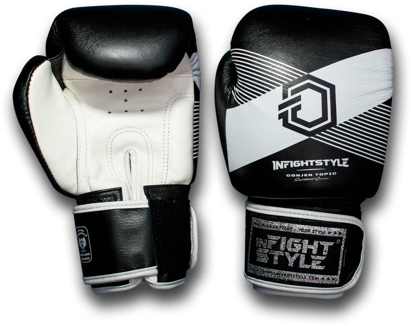 Blackand White Infightstyle Boxing Gloves PNG