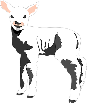 Blackand White Lamb Illustration PNG