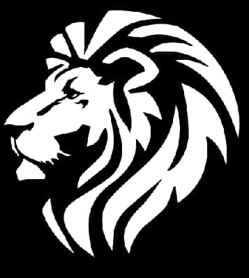 Blackand White Lion Profile PNG