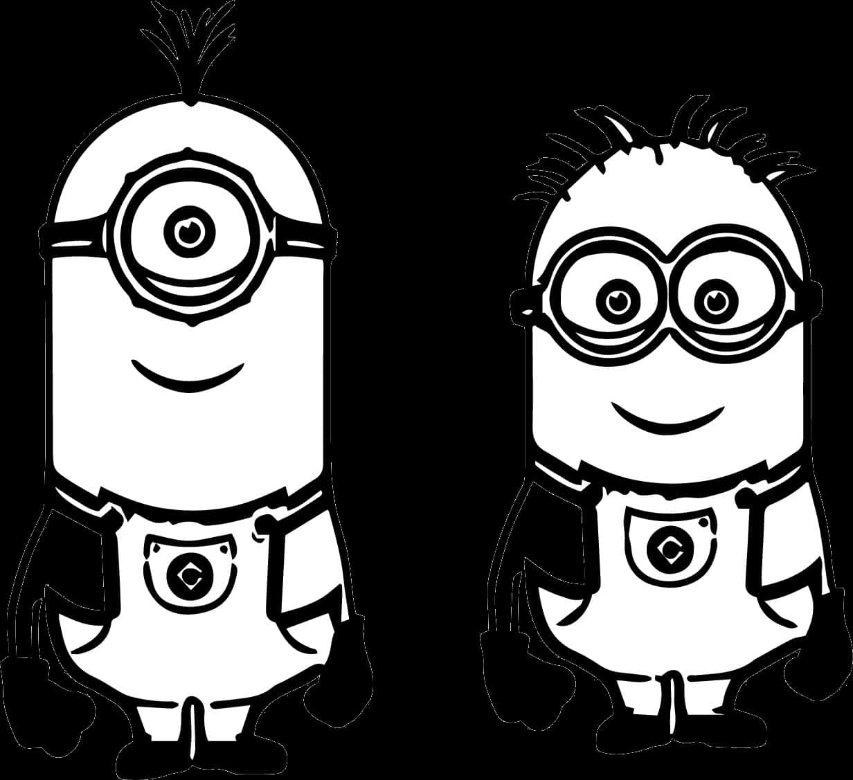 Blackand White Minions Clipart PNG