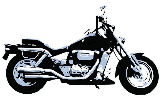 Blackand White Motorbike Silhouette PNG