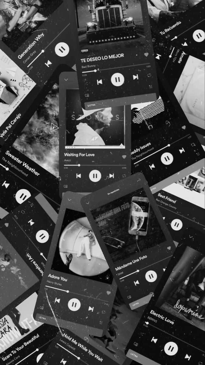 Blackand White Music Streaming Collage Wallpaper