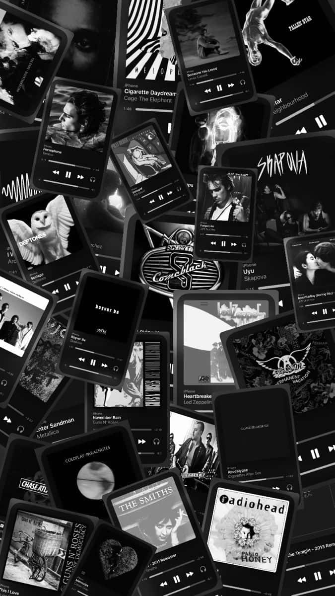 Blackand White Music Streaming Collage Wallpaper