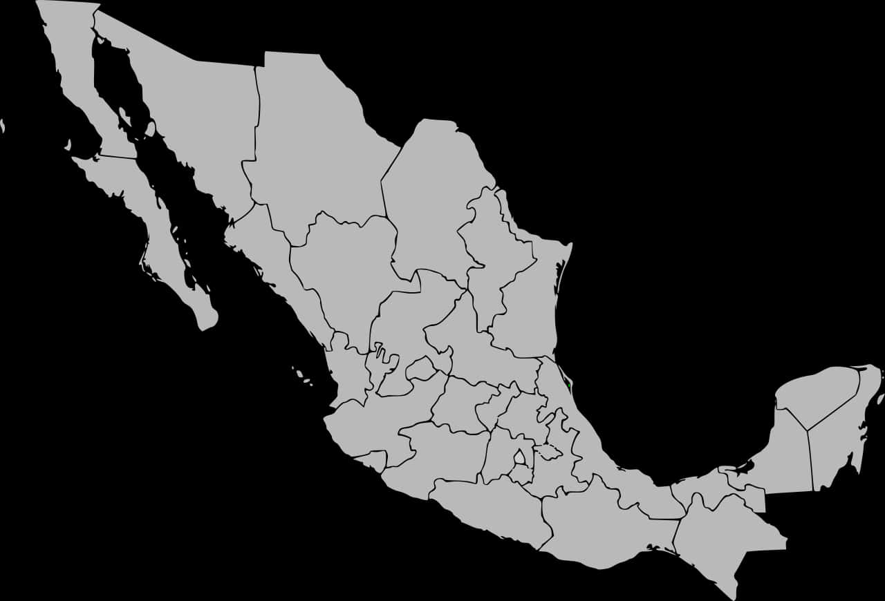 Blackand White Outline Mapof Mexico PNG