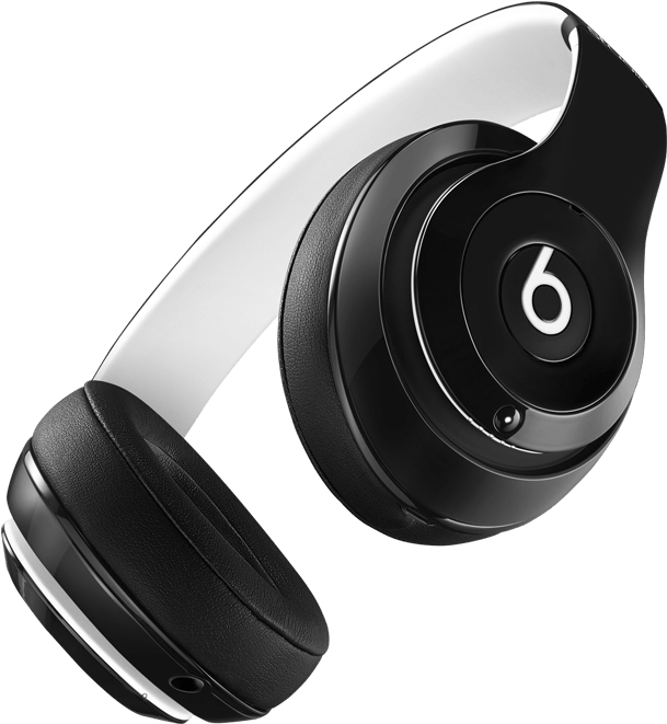 Blackand White Over Ear Headphones PNG