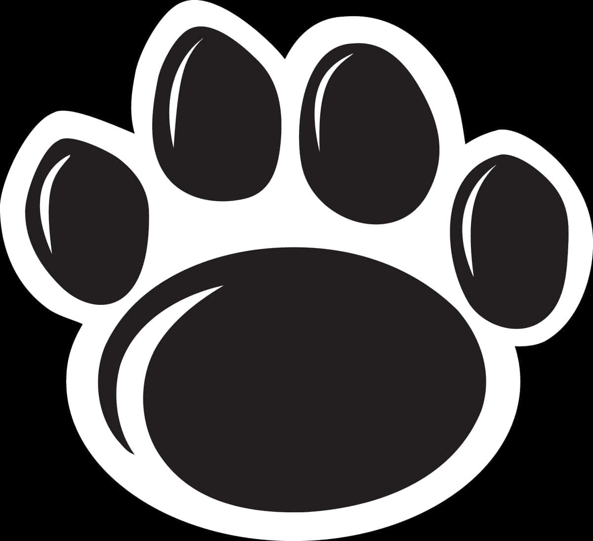 Blackand White Paw Print Graphic PNG