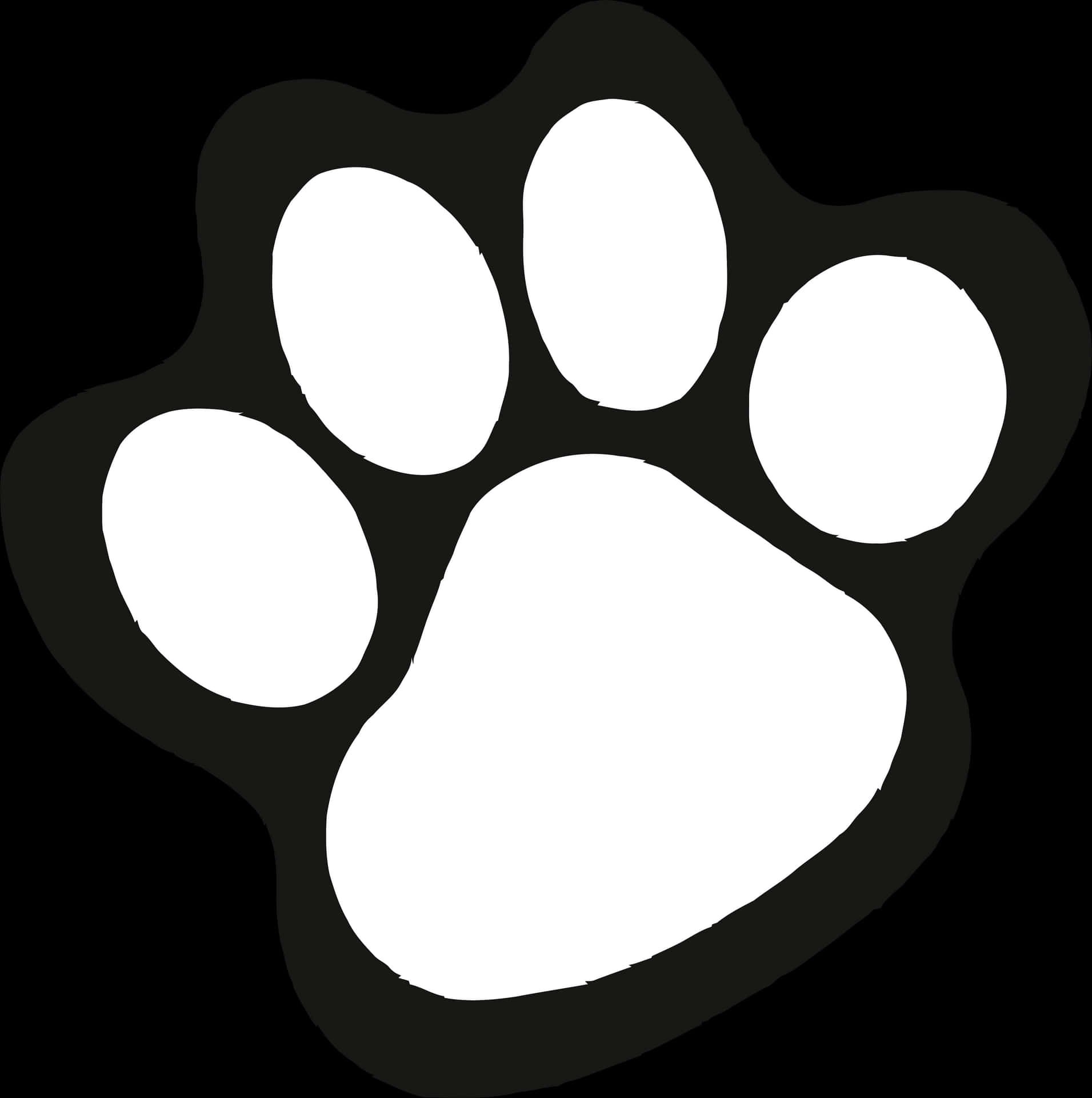 Blackand White Paw Print Graphic PNG