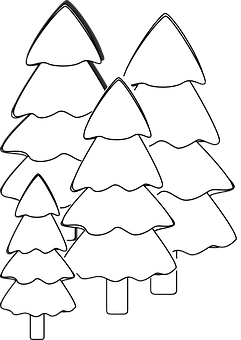 Blackand White Pine Trees Illustration PNG