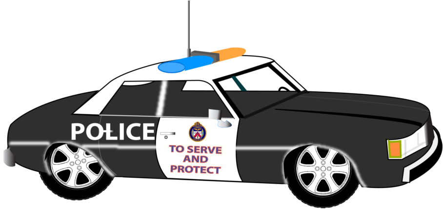 Blackand White Police Car Illustration PNG